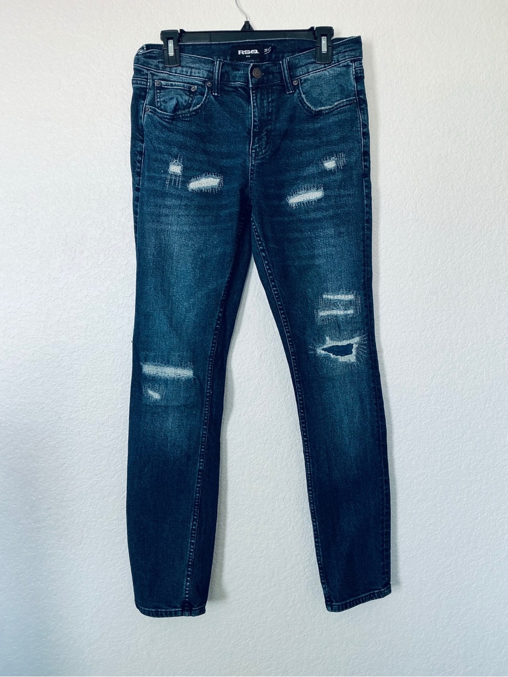 RSQ Viral Dark Wash Distressed Jeans - Navy Blue